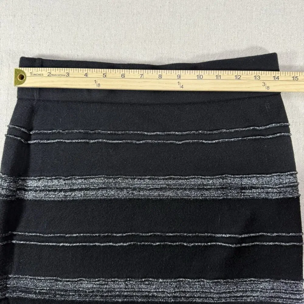 Rock & Republic Black and Silver Horizontal Stripe Pencil Skirt Medium Small